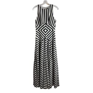 J CREW Black & White Striped Maxi Dress - Sleeveless Geometric Pattern $298